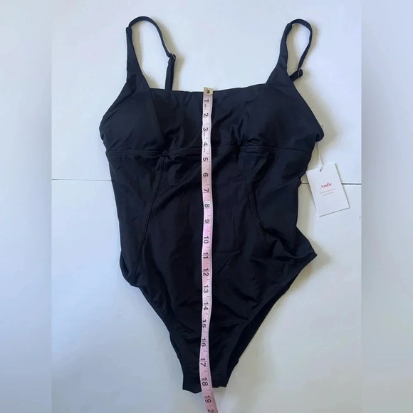 NWT Andie Black One Piece Swimsuit, Adjustable Straps, Scoop Neck, Woman Size S - Picture 4 of 7